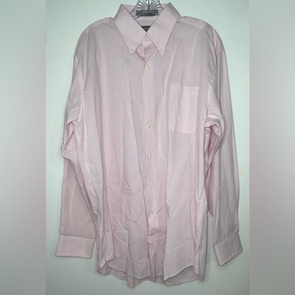 Nautica Men’s Light Pink Button-Down Long Sleeve Shirt, Size 34/35.